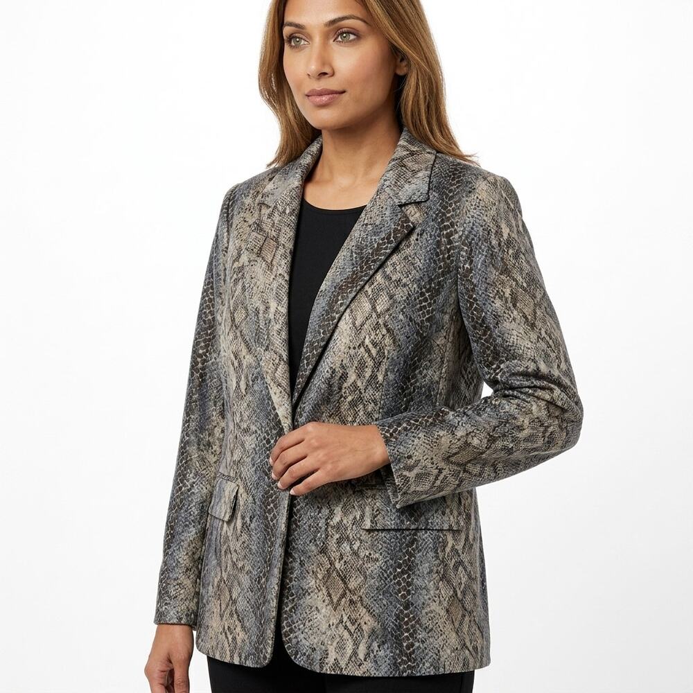 Harvé Benard Petites Animal Print Blazer Lined Jacket Women Size 6P
